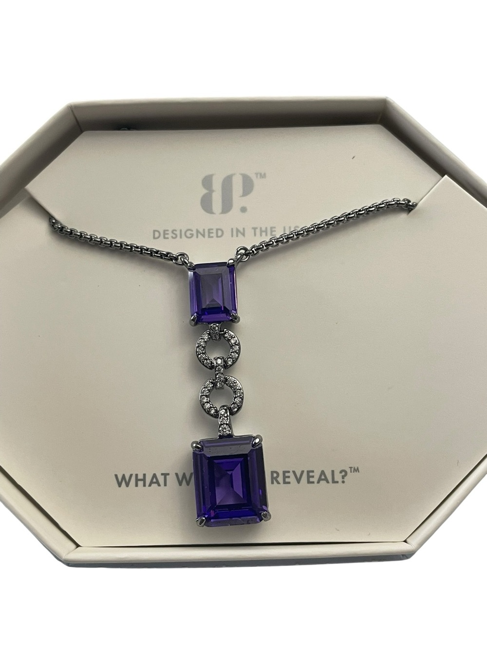 Ring Bomb Party Necklace NK89388 "Say It Again " Hematite/Purple Topaz